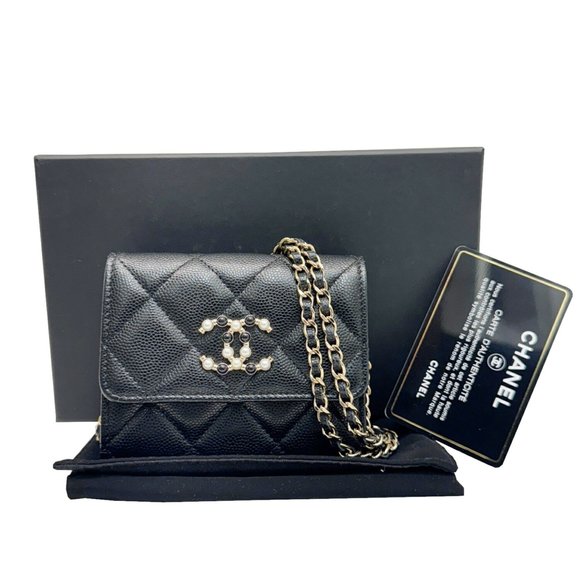 CHANEL Matelasse Mini Chain Wallet Black Caviar Skin 2022 - Picture 12 of 12